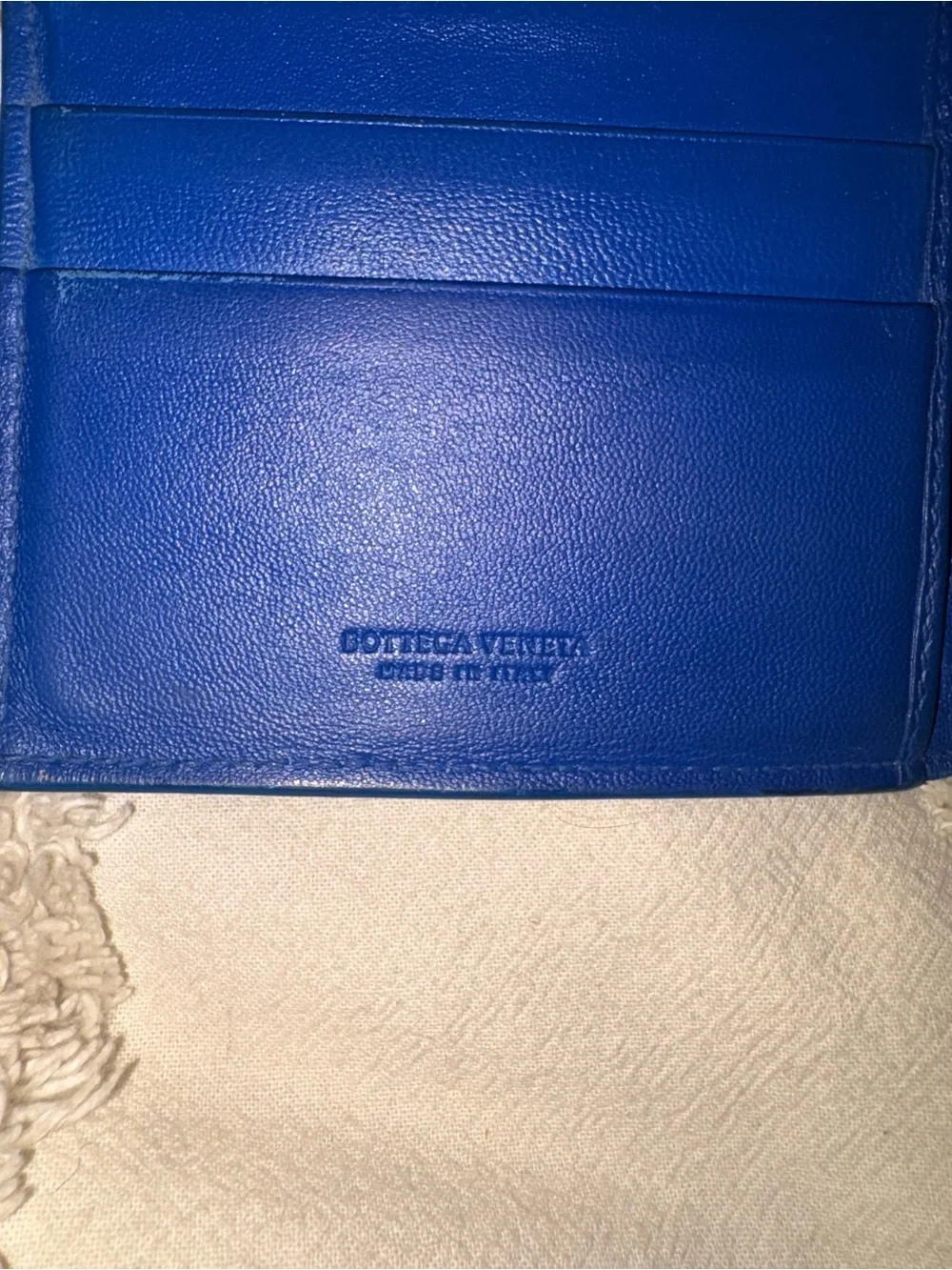 Bottega Veneta Blue Intrecciato Woven Leather Bifold Zip Wallet